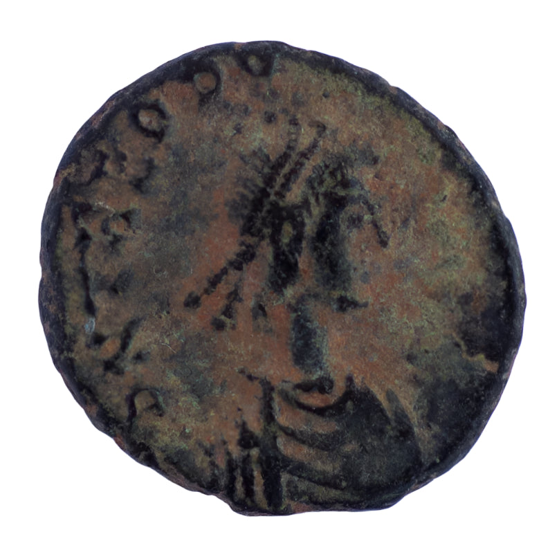 Theodosius II – Cross in Wreath (AD 425–435) Roman Bronze Nummus